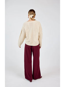 Oatmeal Teri Cable Crewneck Sweater