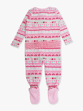 Load image into Gallery viewer, Pinkmas Fair Isle Footed Ruffle One Piece Pajama