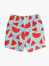 Load image into Gallery viewer, Boys Watermelon Gingham Swim Trunks