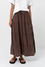 Load image into Gallery viewer, Classic Tiered Maxi Skirt Chocolate