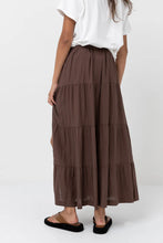 Load image into Gallery viewer, Classic Tiered Maxi Skirt Chocolate