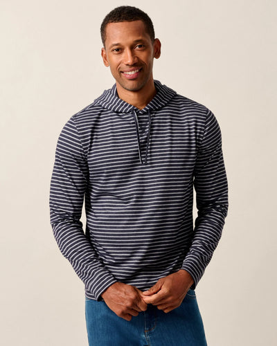 Navy Wycliff Striped Long-Sleeve T-Shirt Hoodie