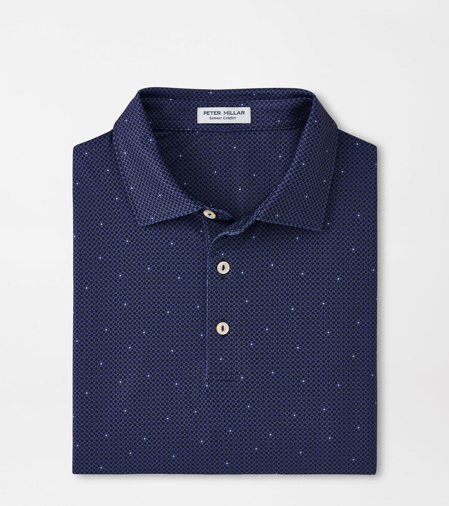 Navy North Star Print Polo