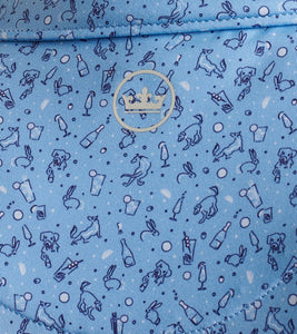 Cottage Blue Hair Of The Dog Print Polo