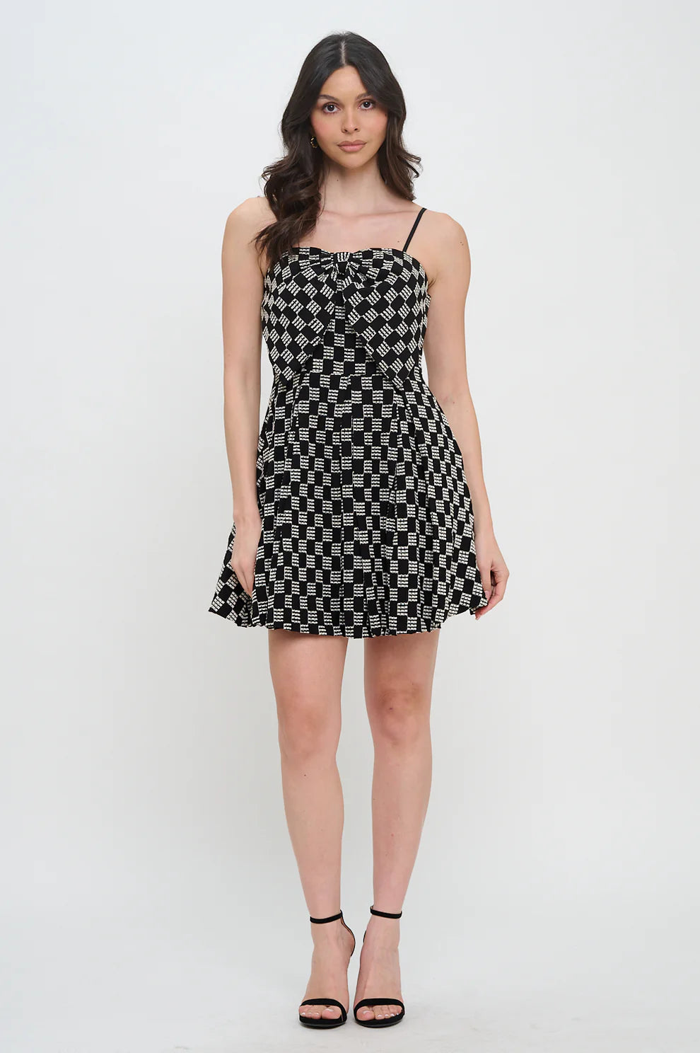 Midnight Weave Bow Mini Dress