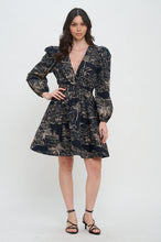 Load image into Gallery viewer, Santorini Midnight Sketch Long Sleeve Dress