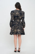 Load image into Gallery viewer, Santorini Midnight Sketch Long Sleeve Dress