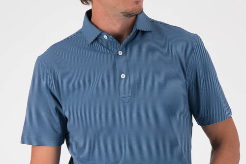 Kershaw Stripe Performance Polo Admiral/Stillwater