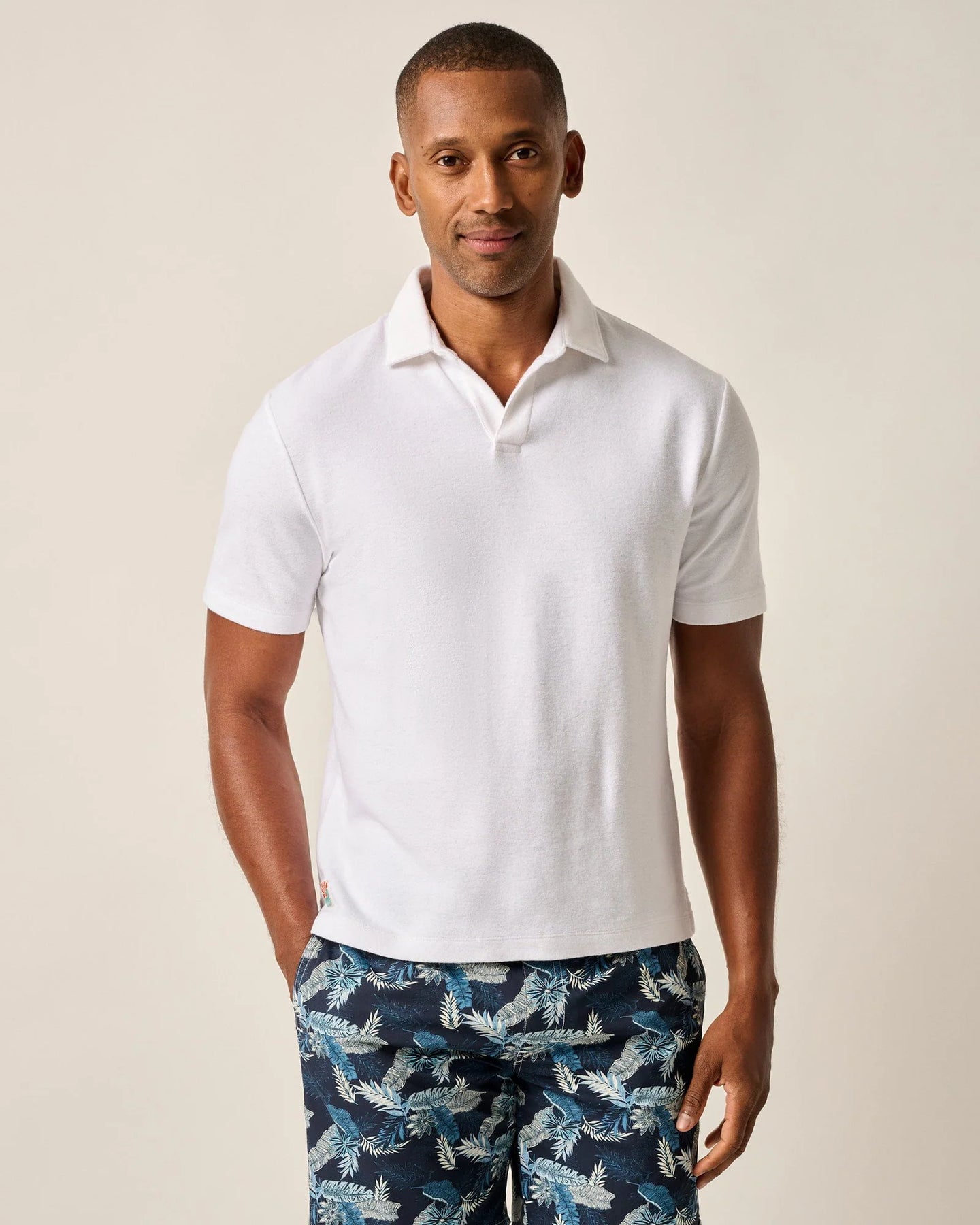 White French Terry Johnny Collar Polo - Frankie