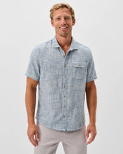 Load image into Gallery viewer, Short Sleeve Cotton Blend Button Down Shirt - Ennis Indigo Dyed Stripe