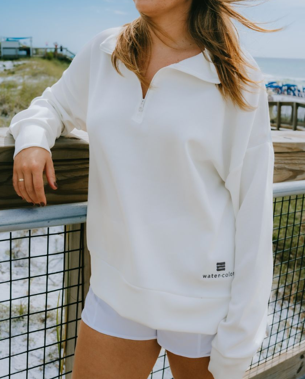 Ladies White Cora 1/4 Zip