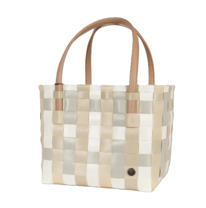 Color Block Ecru White Mix Recycled Tote