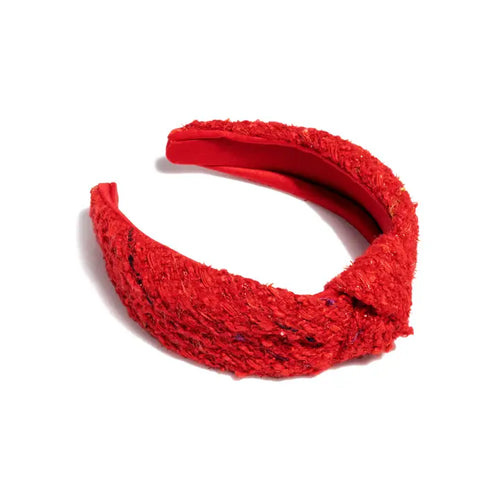 Red Boucle Knotted Headband