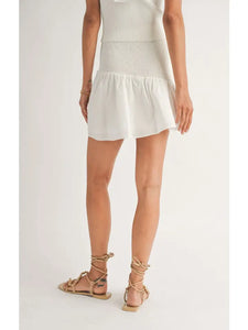 Picnics Asymmetric Smock Skirt: White