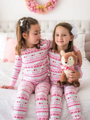Pinkmas Fair Isle Ruffle Long Sleeve Pajama Set