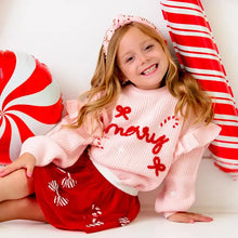 Load image into Gallery viewer, Kids Coquette Merry Christmas Knit Sweater