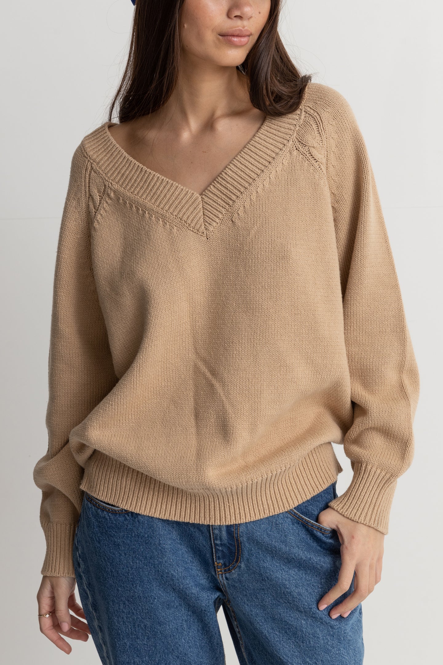 Moonstone Oversized V Neck Sweater