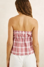 Load image into Gallery viewer, Plum Chelsea Check Strapless Top